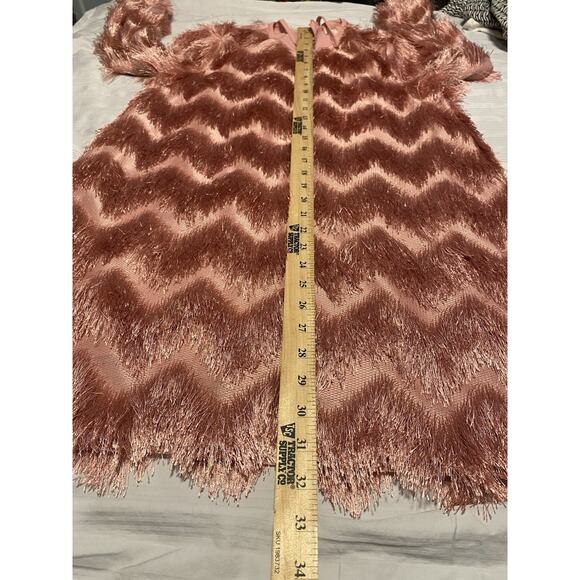 ANTHROPOLOGIE Hutch Chevron Fringe Mini Flapper Rose/Pink Statement Dress XXS - Picture 13 of 15